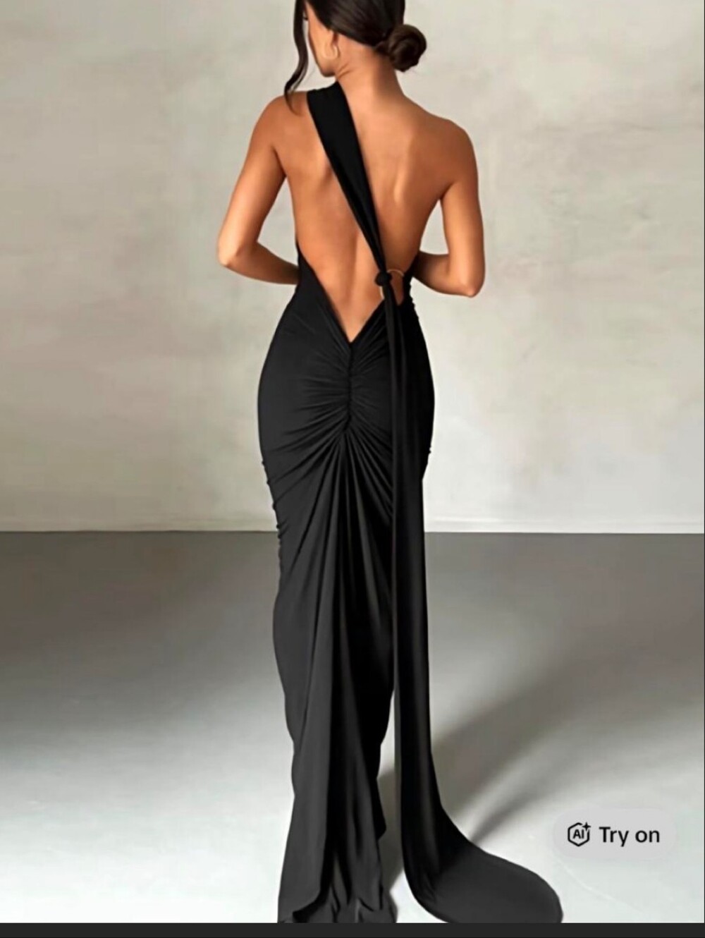 Elegant Black Backless Evening Gown